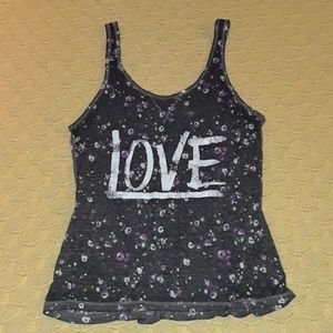 Juniors Small LOVE tank top black purple mudd